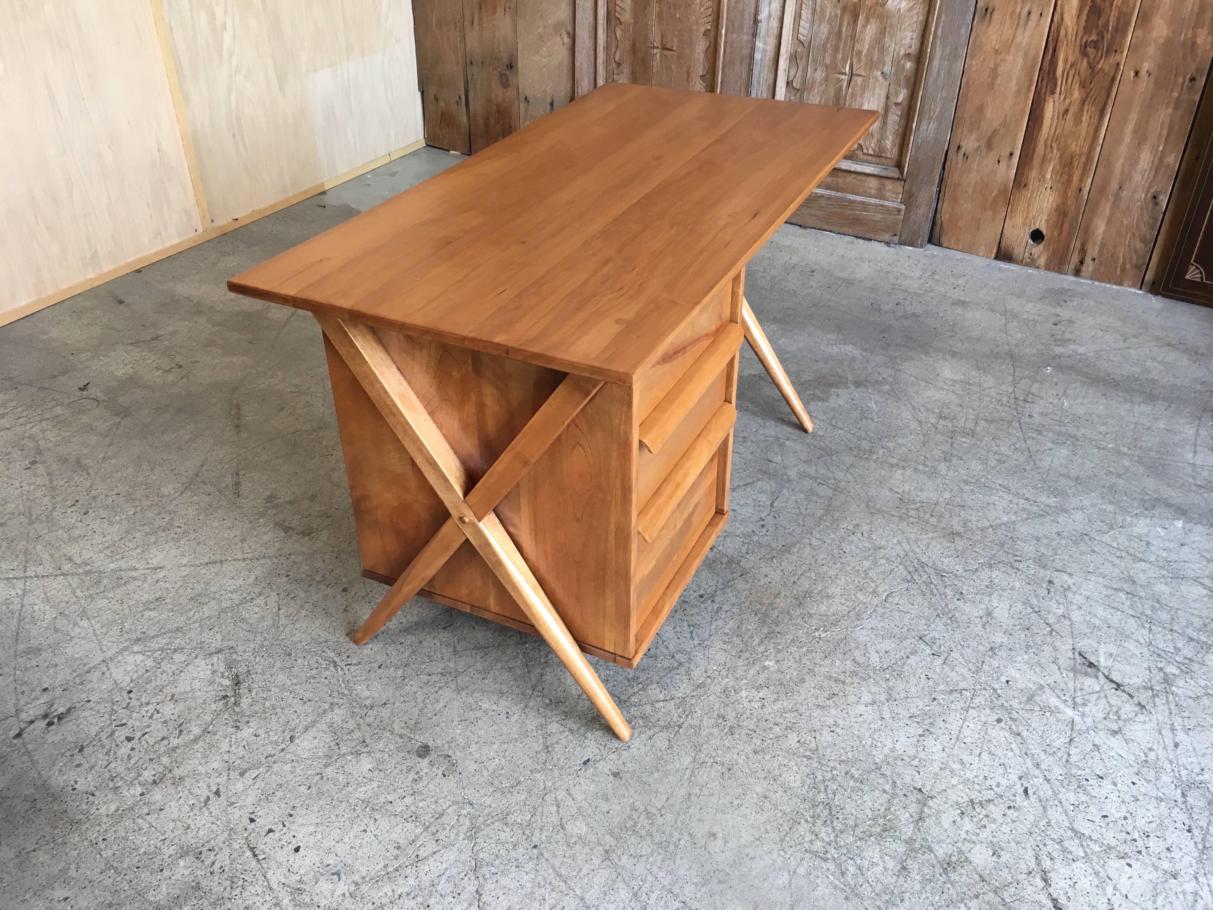 1950s X-Leg Desk with Bookcase 3