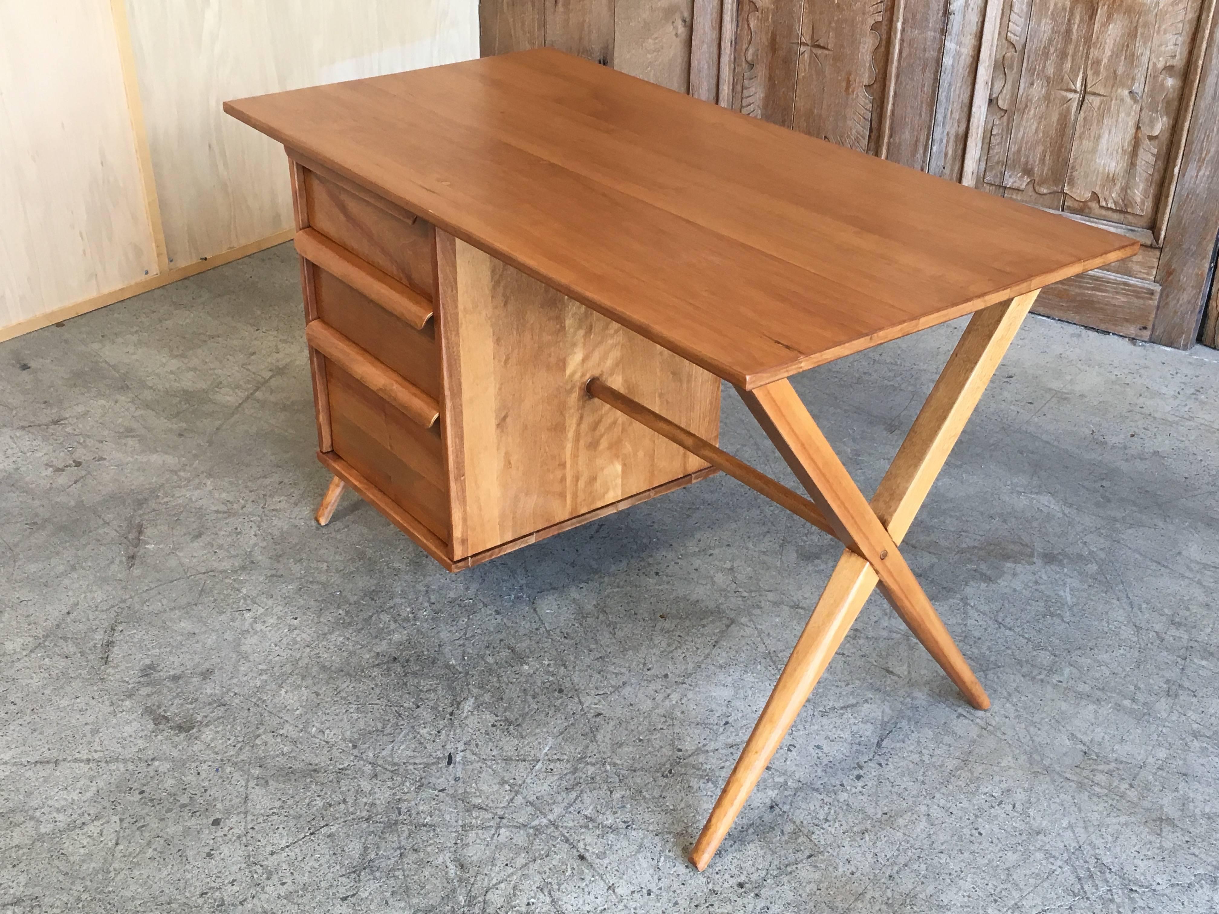 1950s X-Leg Desk with Bookcase 10