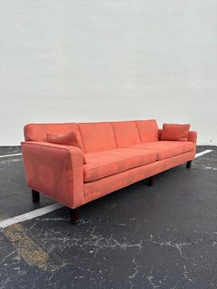 1950s XL Edward Wormley for Dunbar Furniture Salmon Straw Linen Lotus Sofa