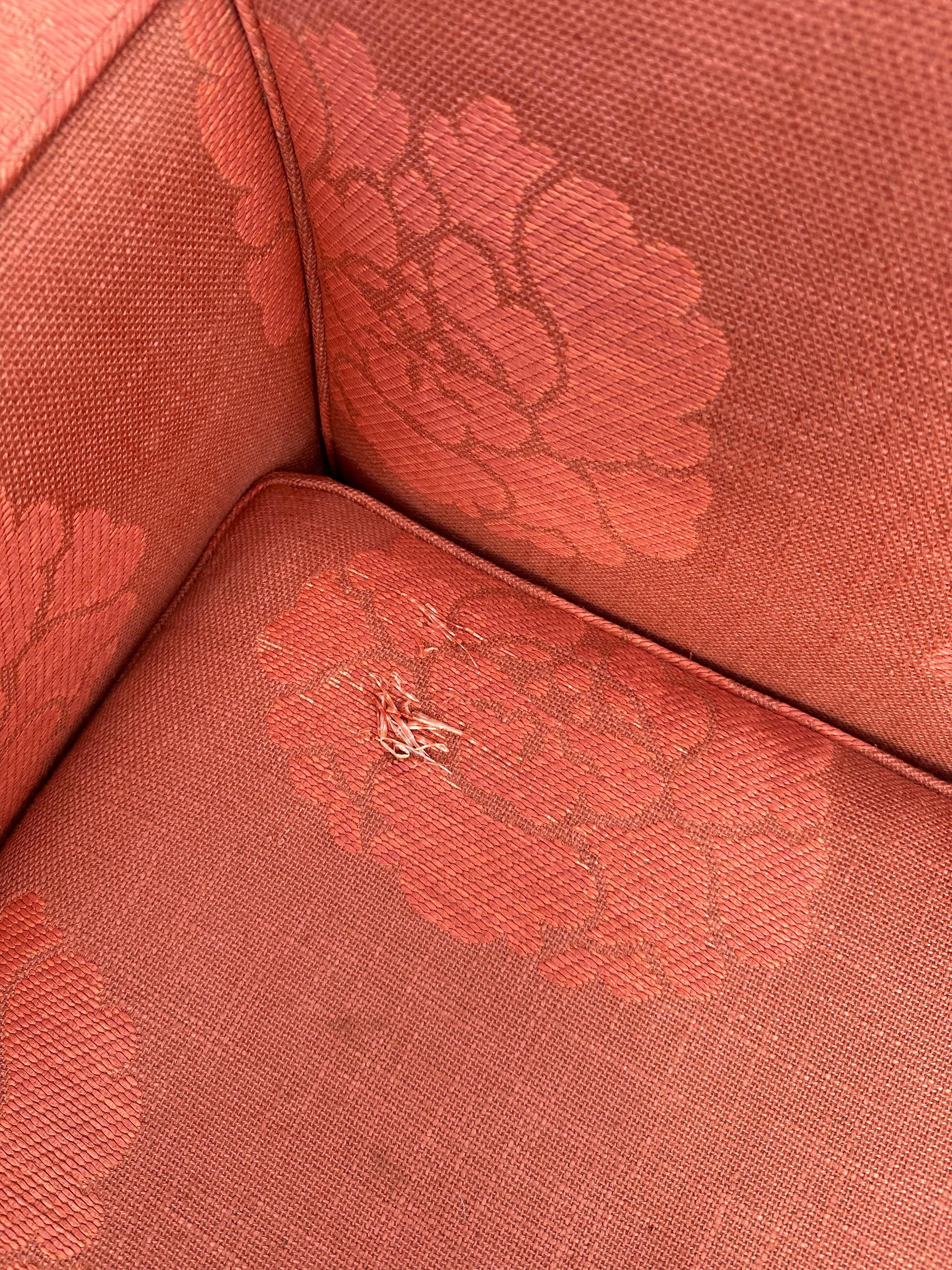 1950s Edward Wormley for Dunbar Furniture Canapé Lotus en lin saumon paille en vente 14
