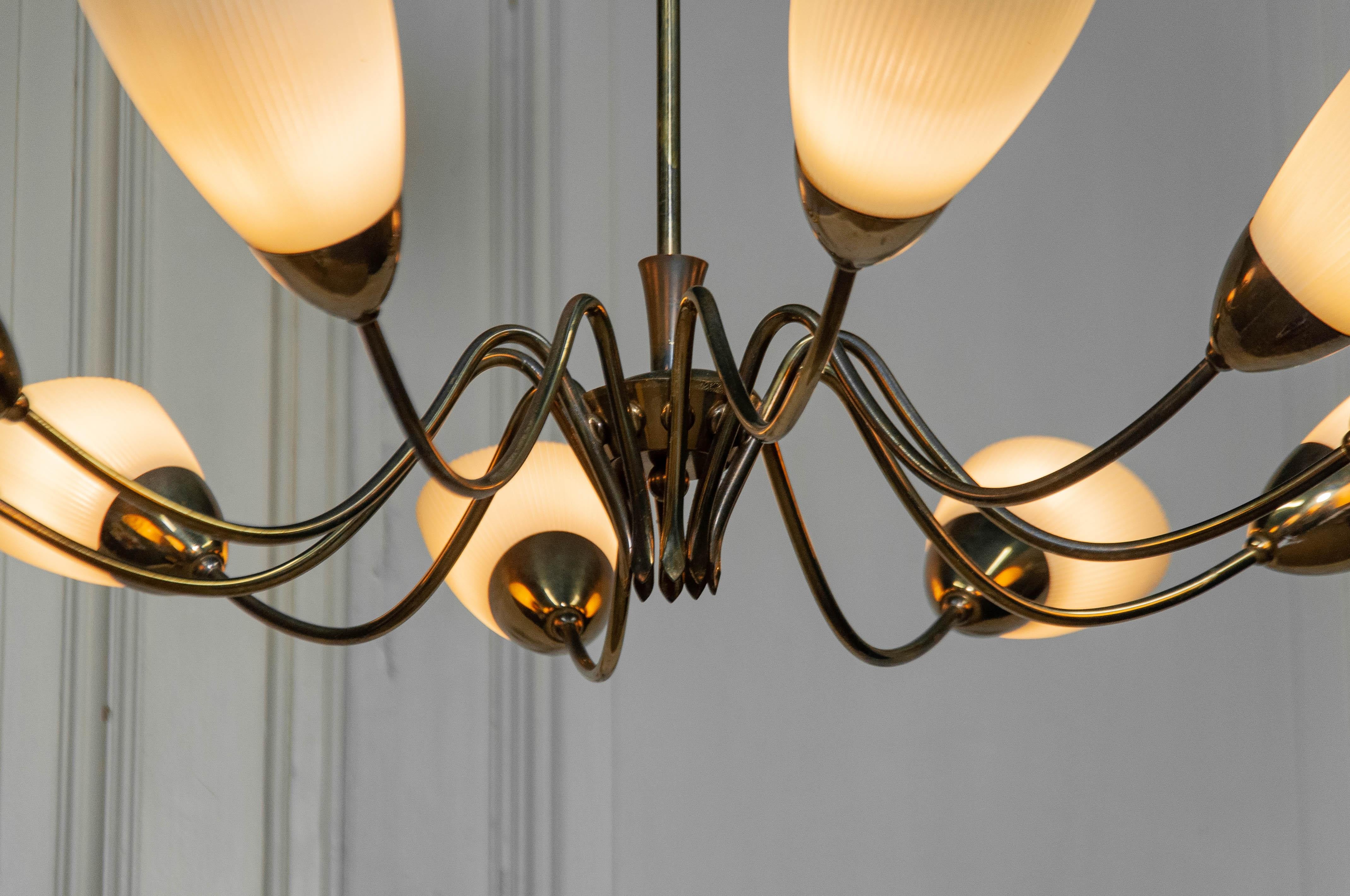 1950s XL Sputnik Chandelier in Brass Attributed to Angelo Lelii for Arredoluce For Sale 1