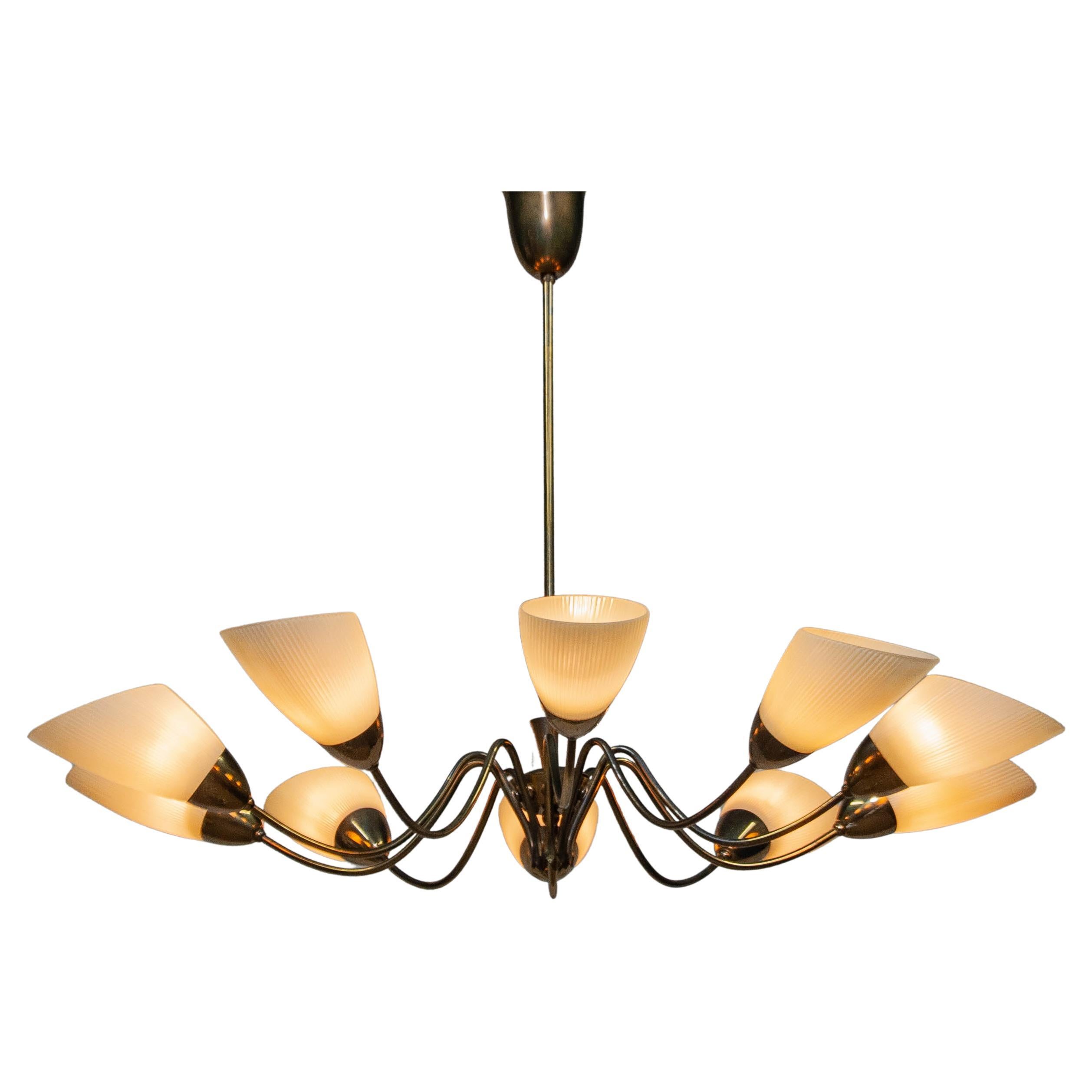 1950s XL Sputnik Chandelier in Brass Attributed to Angelo Lelii for Arredoluce For Sale