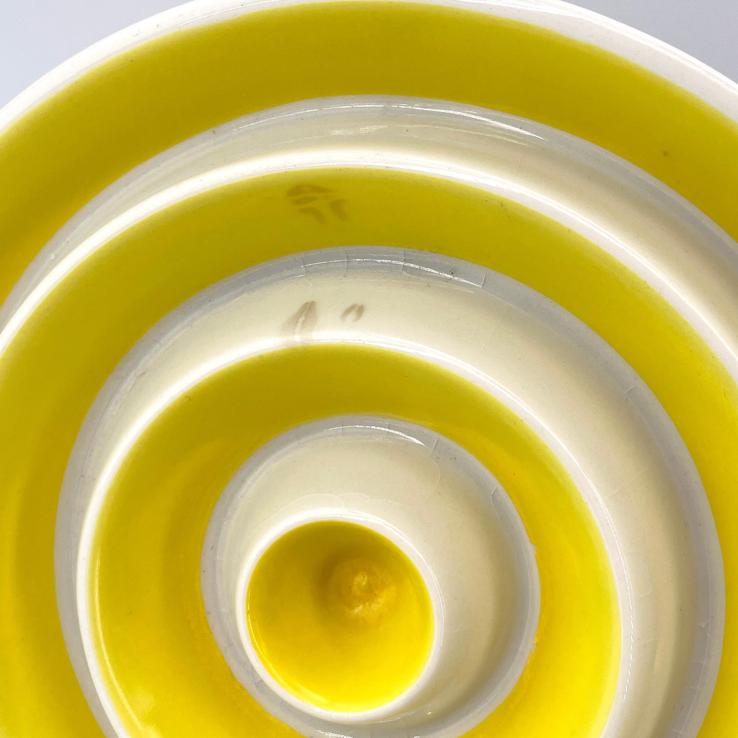 Fired 1950s Yellow Bullseye Ashtray Dish La Gardo Tackett Los Angeles Japan Architect For Sale