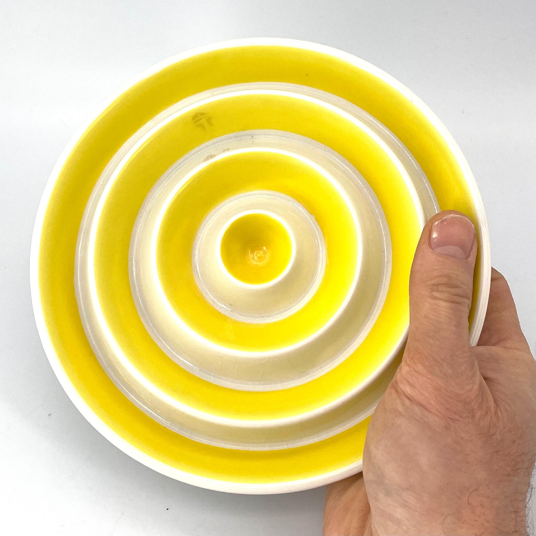 Mid-20th Century 1950s Yellow Bullseye Ashtray Dish La Gardo Tackett Los Angeles Japan Architect For Sale