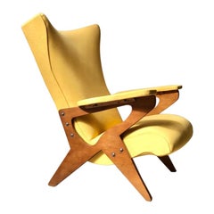 1950s Yellow High Back Vintage Armchair by Zanine Caldas