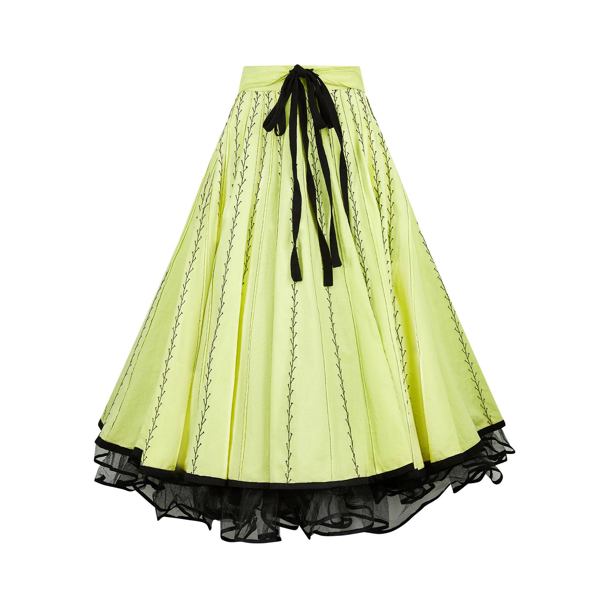 1950s Yellow Mexican Ensemble with Black Embroidery For Sale 1