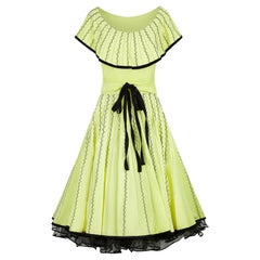 1950s Yellow Mexican Ensemble with Black Embroidery