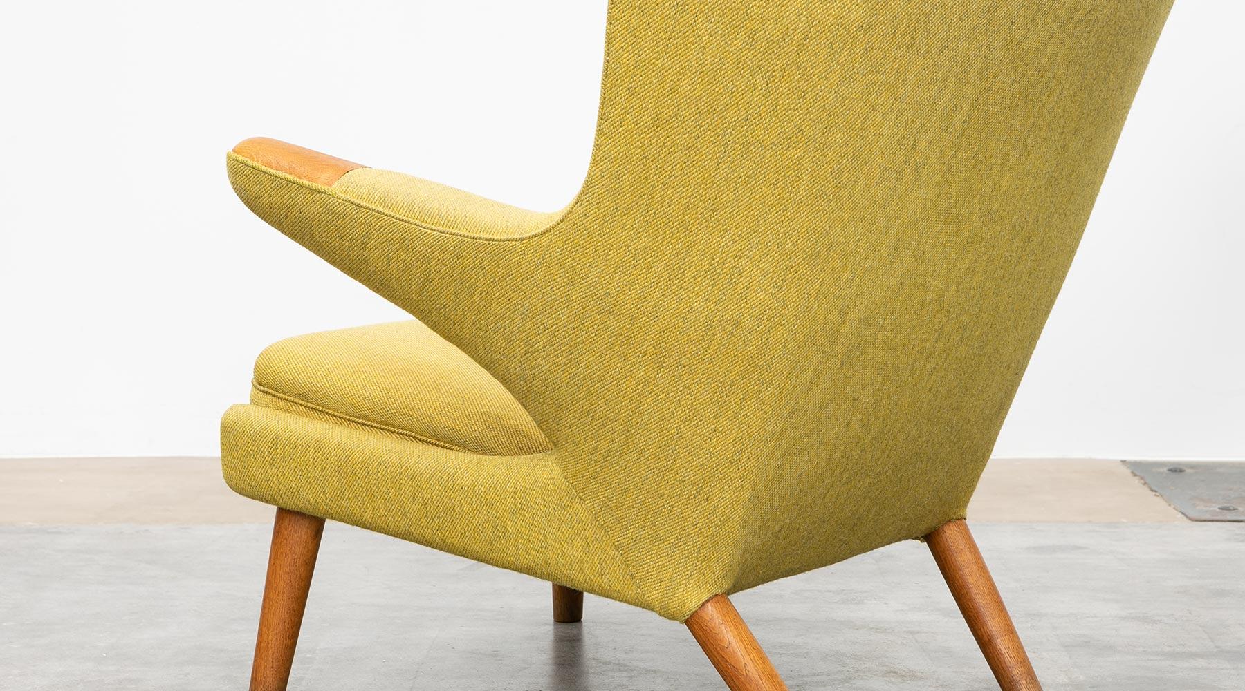 Upholstery 1950s Yellow Papa Bear Chair by Hans Wegner 'i'