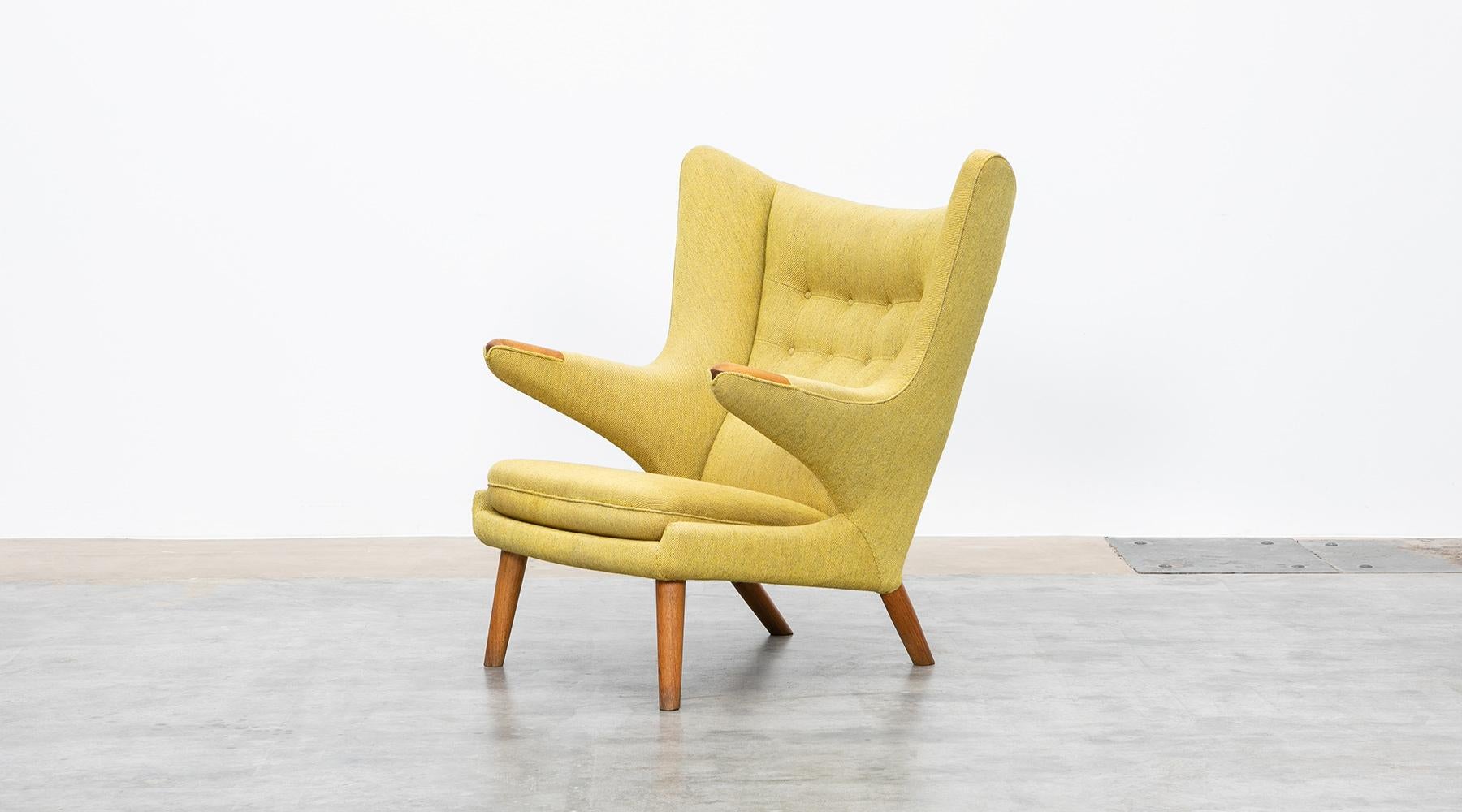 Mid-Century Modern chaise Papa Bear jaune des années 1950:: Hans Wegner 'i'