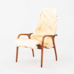 1950s Yngve Ekstrom Lamino Teak Lounge Chair for Swedese with New Sheepskin