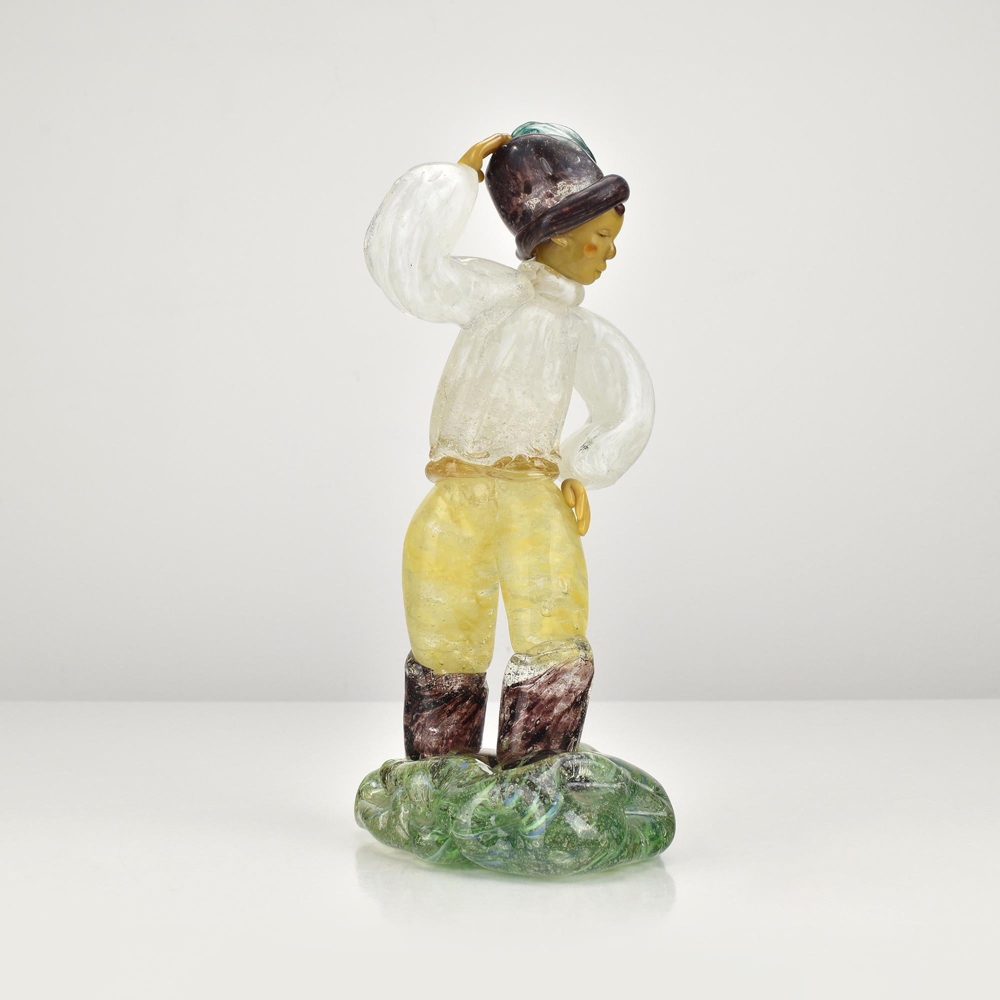 Mid-Century moderno 1950s Zelezny Brod Sklo Jaroslav Brychta Nobleman Art Glass Figurine in vendita