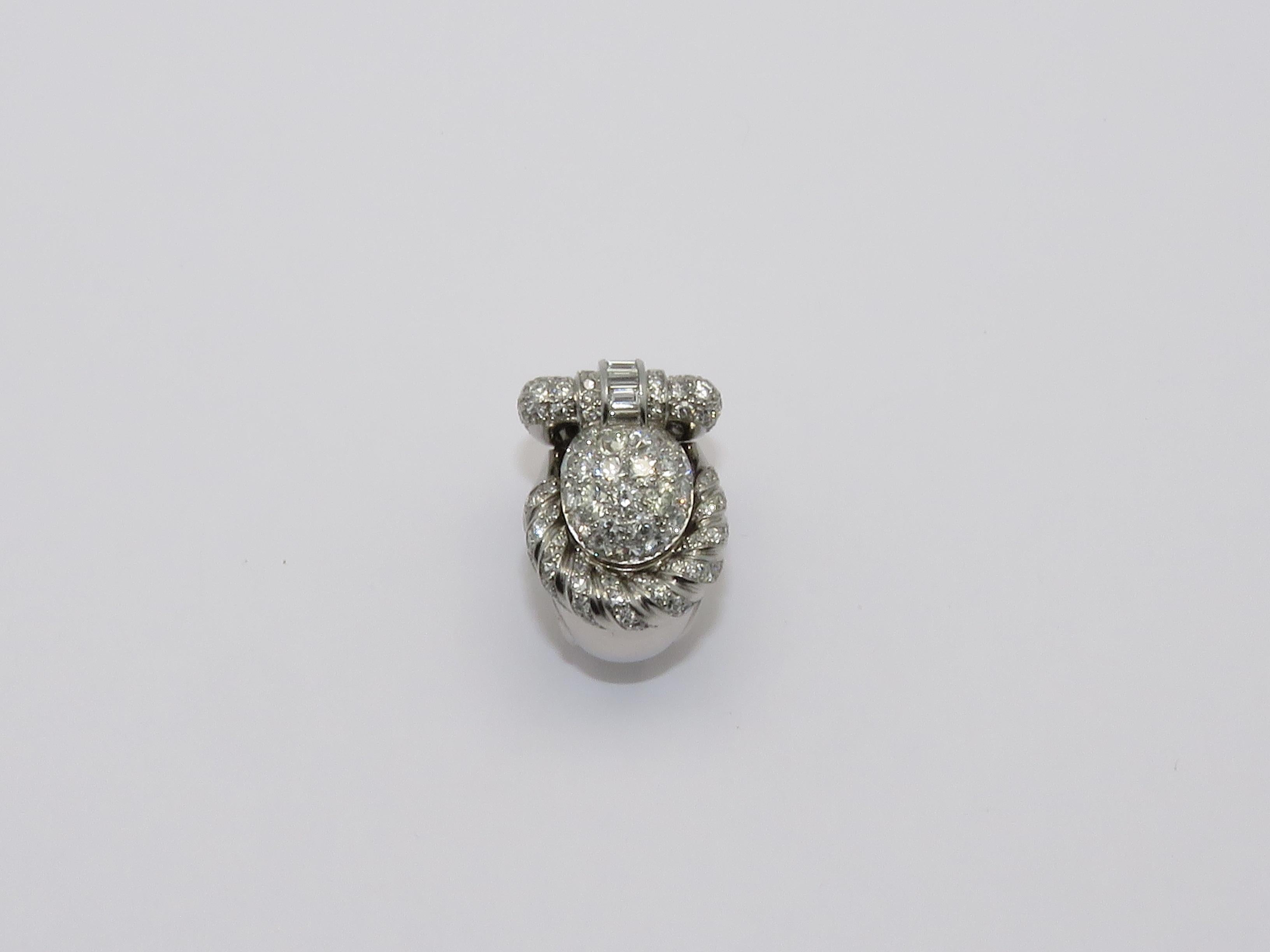 Round Cut 1950s Zenith Platinum Diamond Watch Ring For Sale