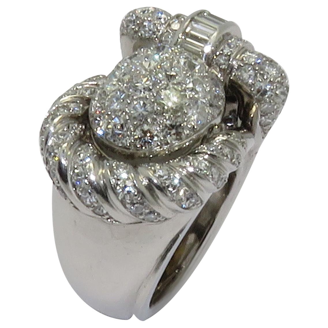 1950s Zenith Platinum Diamond Watch Ring For Sale