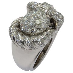 Retro 1950s Zenith Platinum Diamond Watch Ring