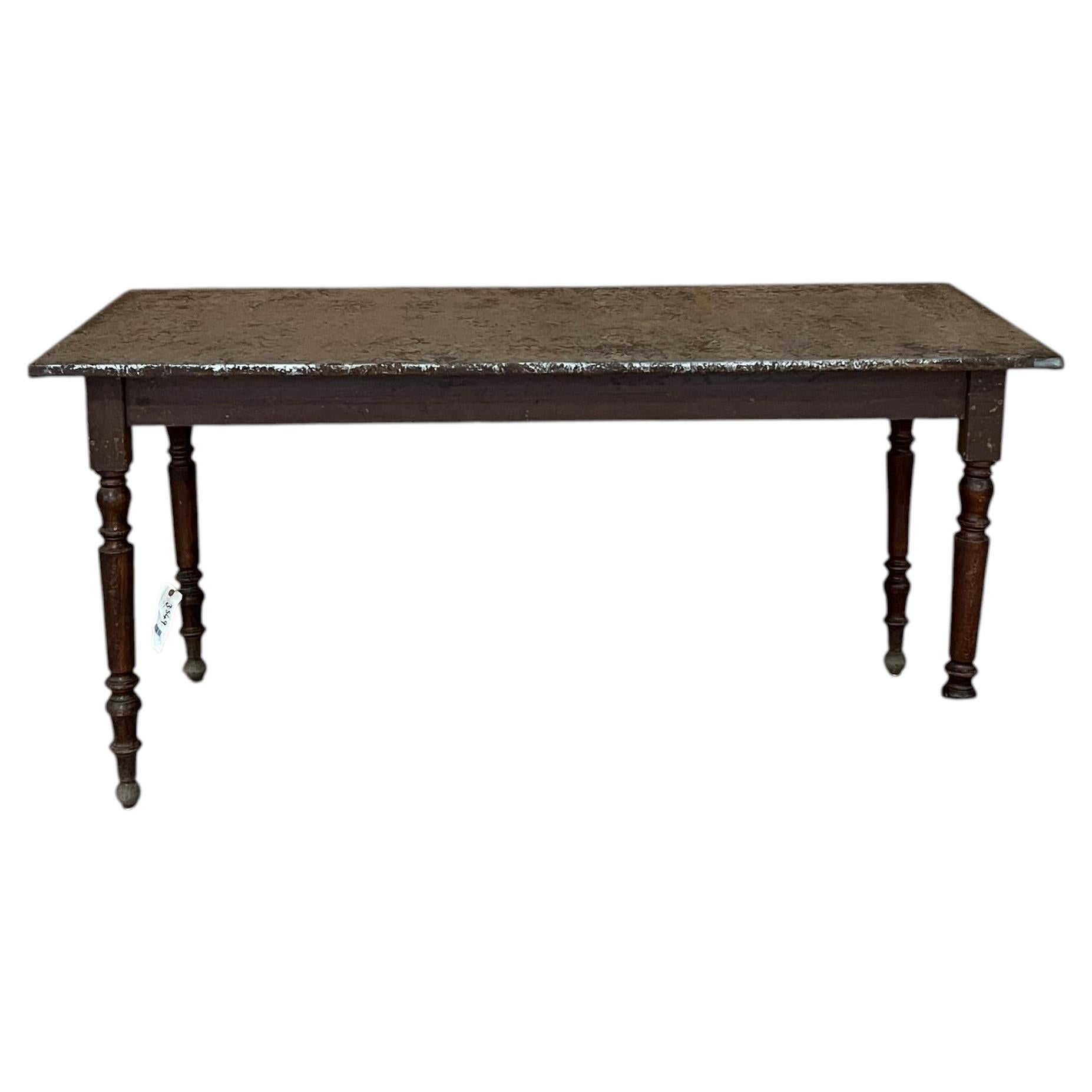 1950's Zinc Top Rectangular Dining Tables For Sale