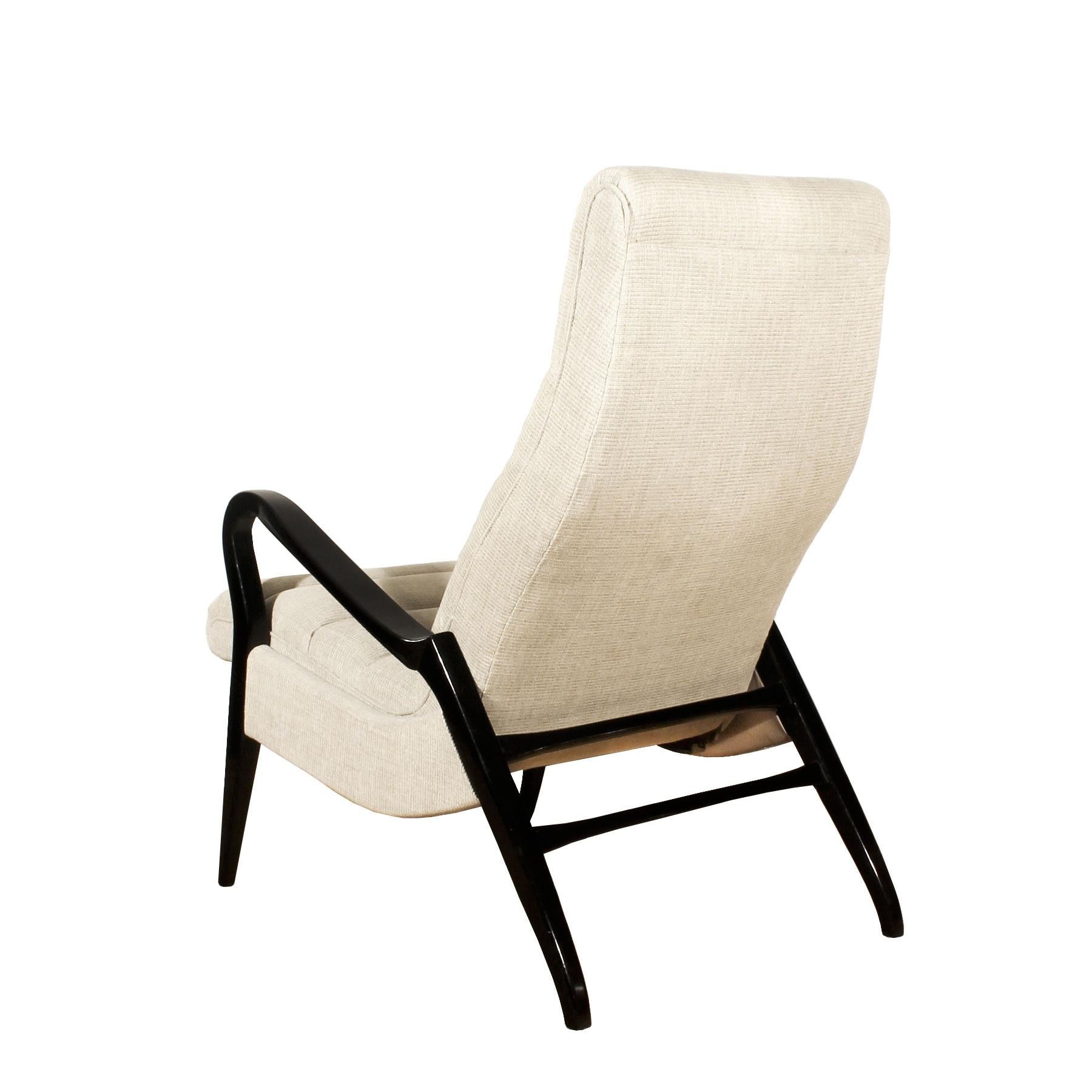 Mid-Century Modern Zoomorphic Armchair, Inclination System, Beige Fabric- France In Good Condition For Sale In Girona, ES
