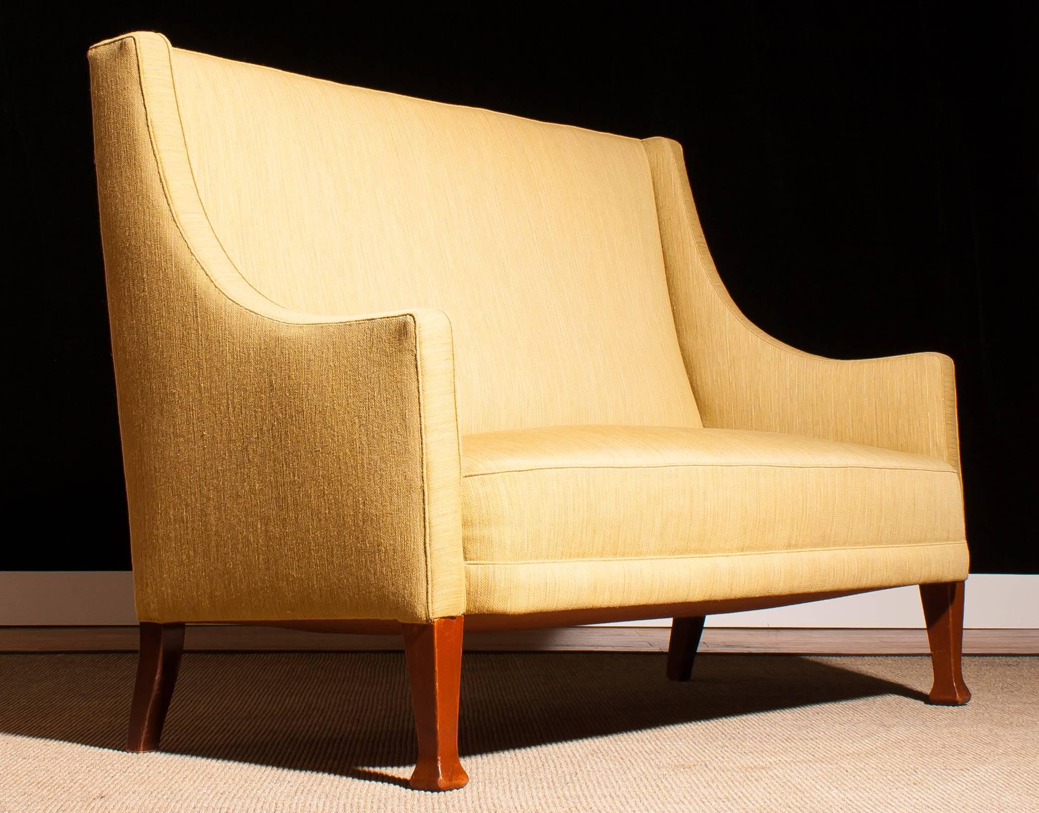 Fabric 1950s, Scandinavian High Back Sofa Couch