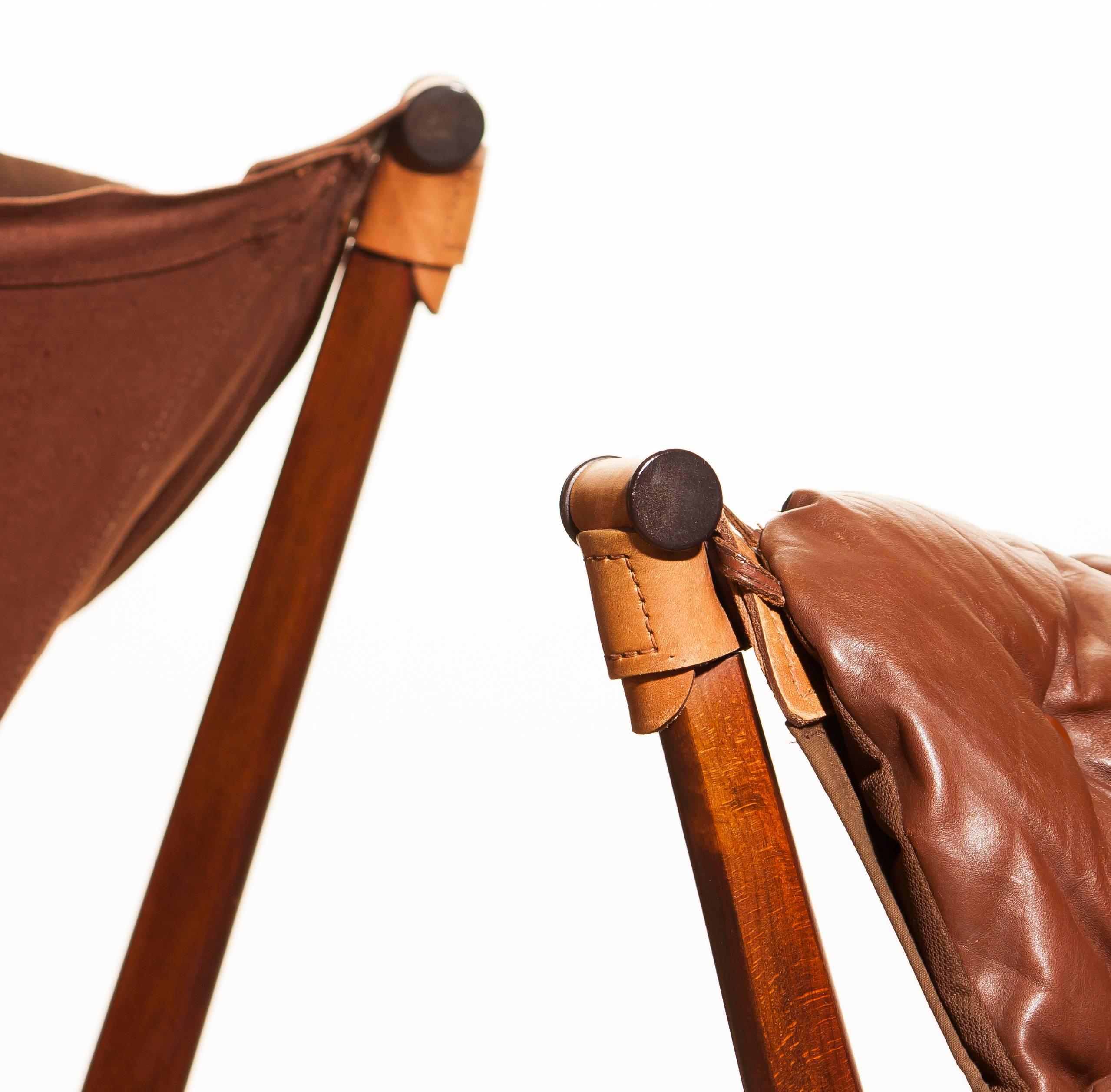 1950s, Teak and Leather Pair 'Trega' Chairs by Tormod Alnaes for Sørliemøbler 5