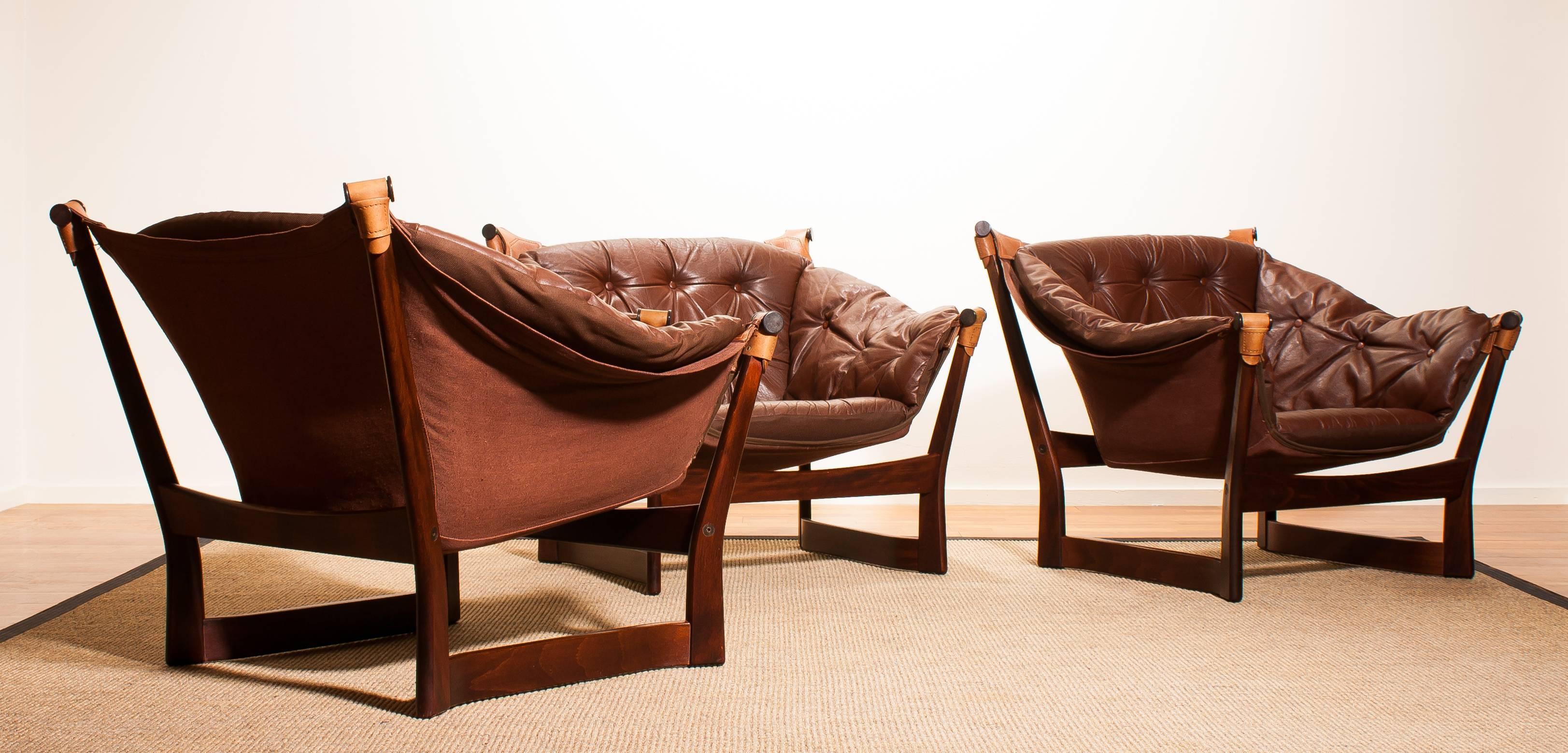 1950s, Teak and Leather Set 'Trega' Chairs by Tormod Alnaes for Sørliemøbler 9