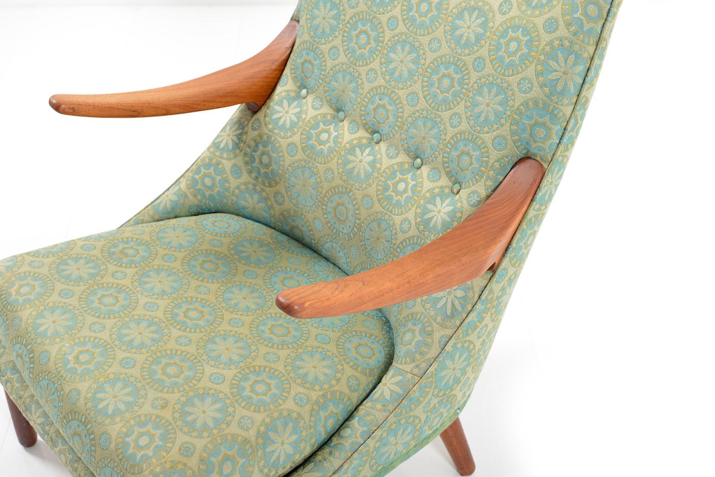 Brocade 1950sPrototype Lounge Chair by Danish Designer and Furniture Maker Svend Skipper For Sale
