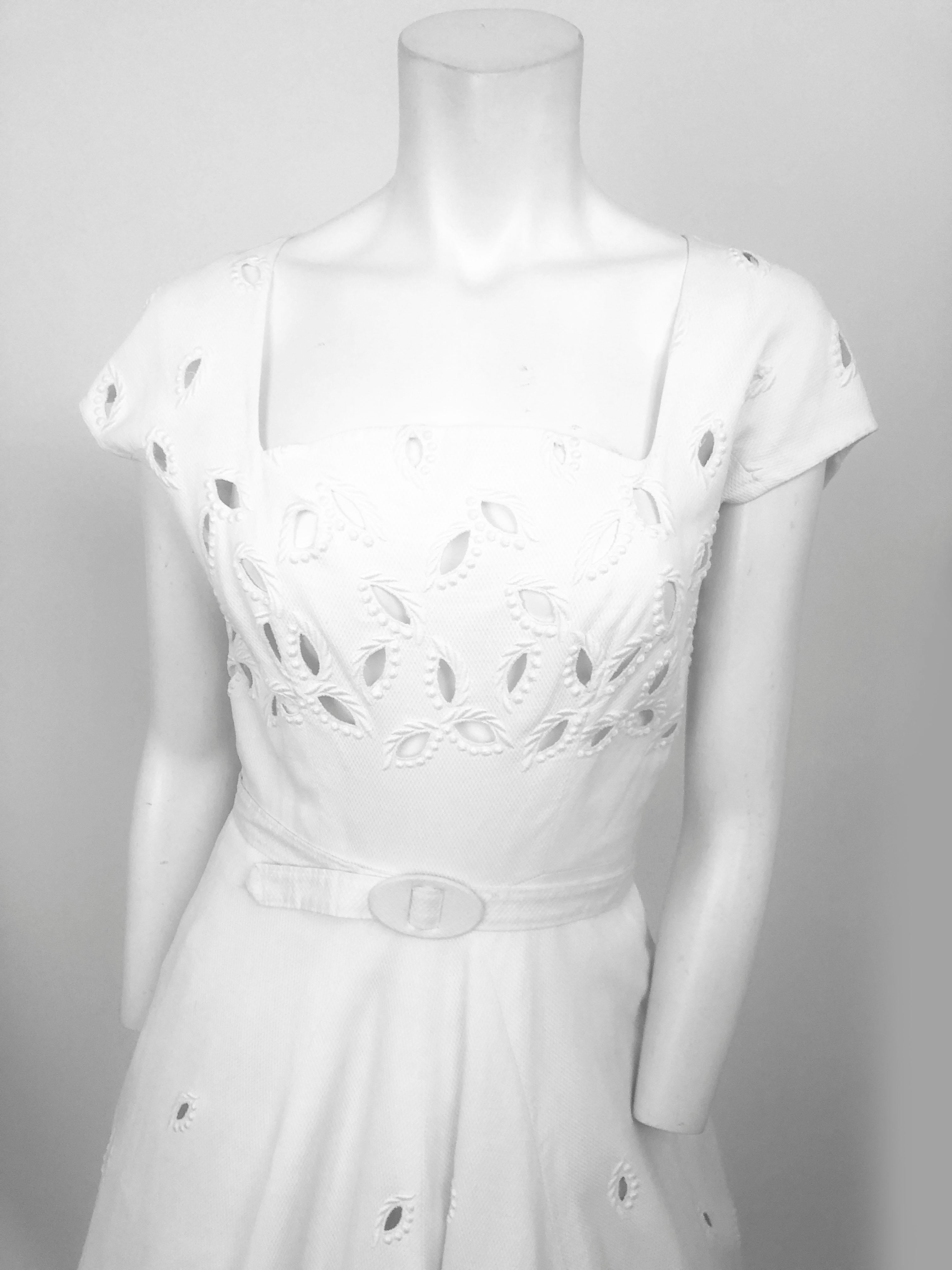 1950Ss White Pique Dress with Matching Bolero For Sale 1