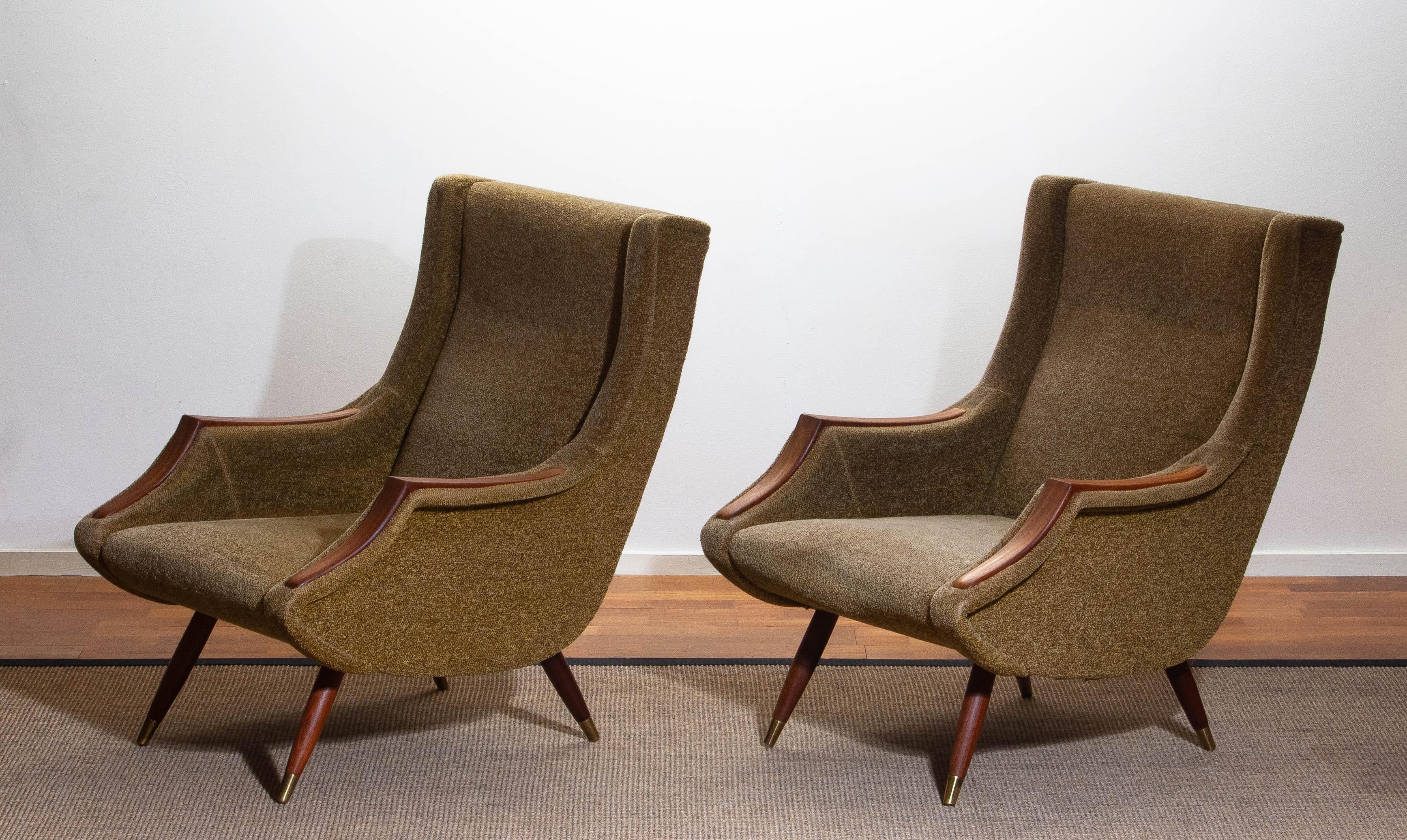 Fabric 1950s, Set of Lounge Easy Club Chairs by Aldo Morbelli for Isa Bergamo, Italy
