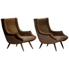 1950s, Set of Lounge Easy Club Chairs by Aldo Morbelli for Isa Bergamo, Italy