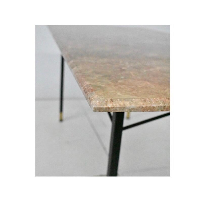 1950th Century, Dining Table Rectangular Marble Top, Iron and Brass Structure In Good Condition In Milan, IT