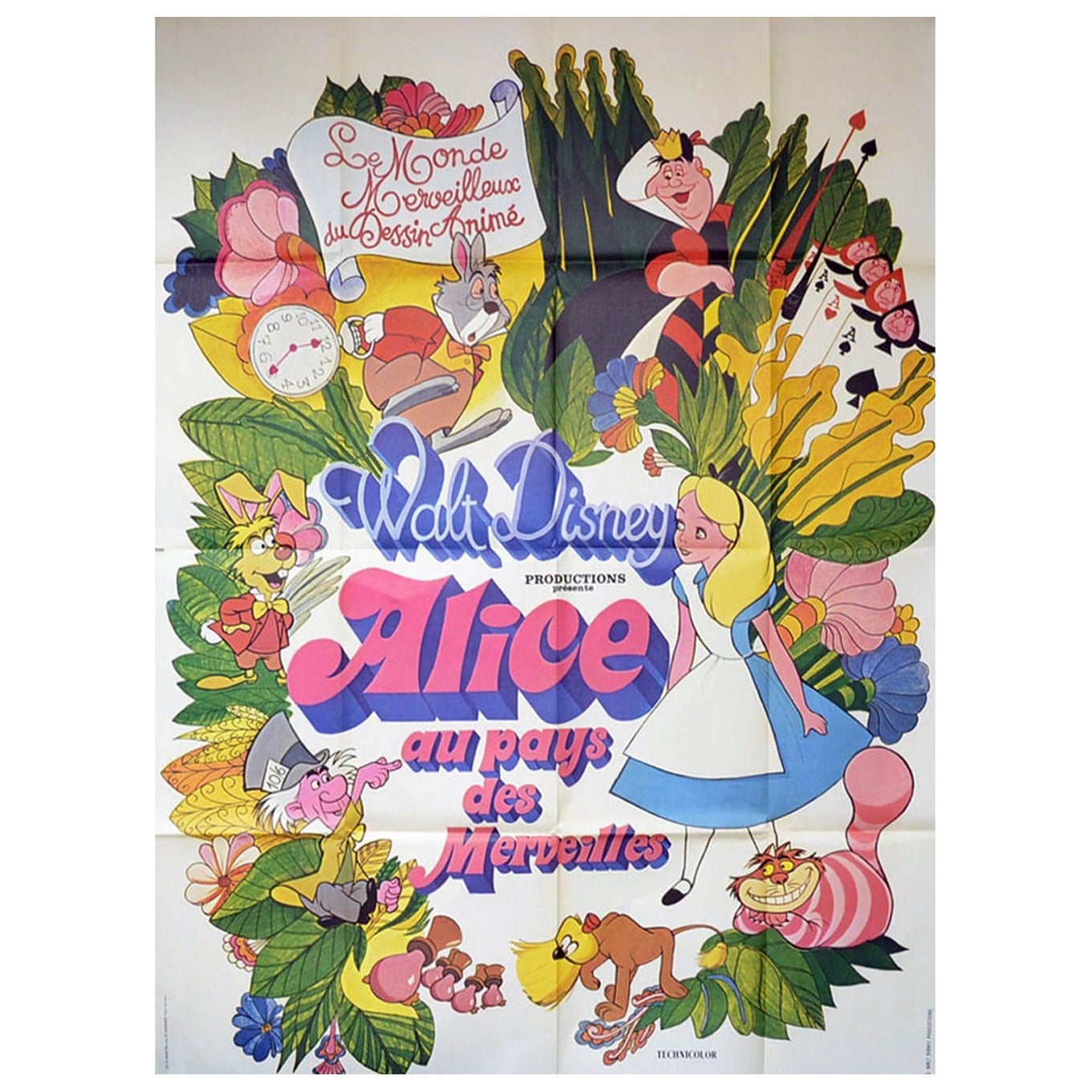 1951 Alice im Wunderland (französisch) Original-Vintage-Poster, Alice im Wunderland