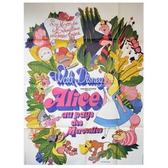 Affiche vintage originale d'Alice au pays des merveilles (française), 1951