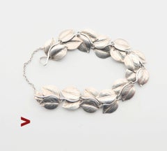 1951 Birch Leaves Nordic Bracelet solid 835 Silver / 18 cm / 26gr