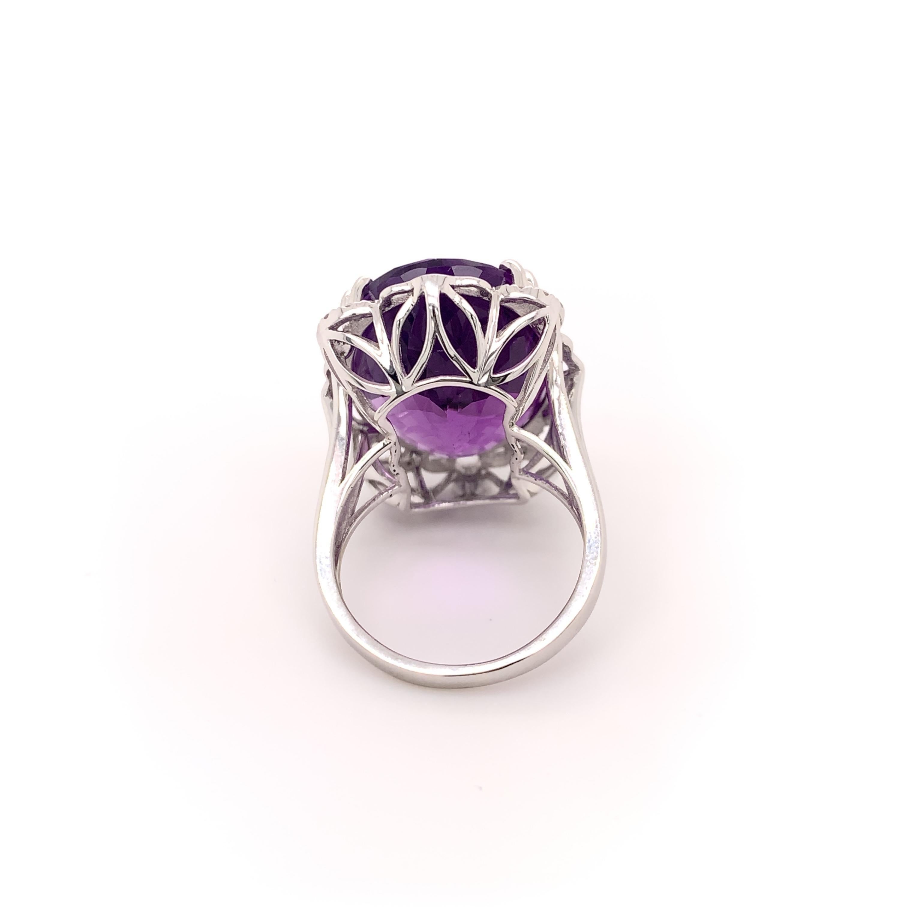 Oval Cut 19.51 Carat Amethyst Cocktail Ring