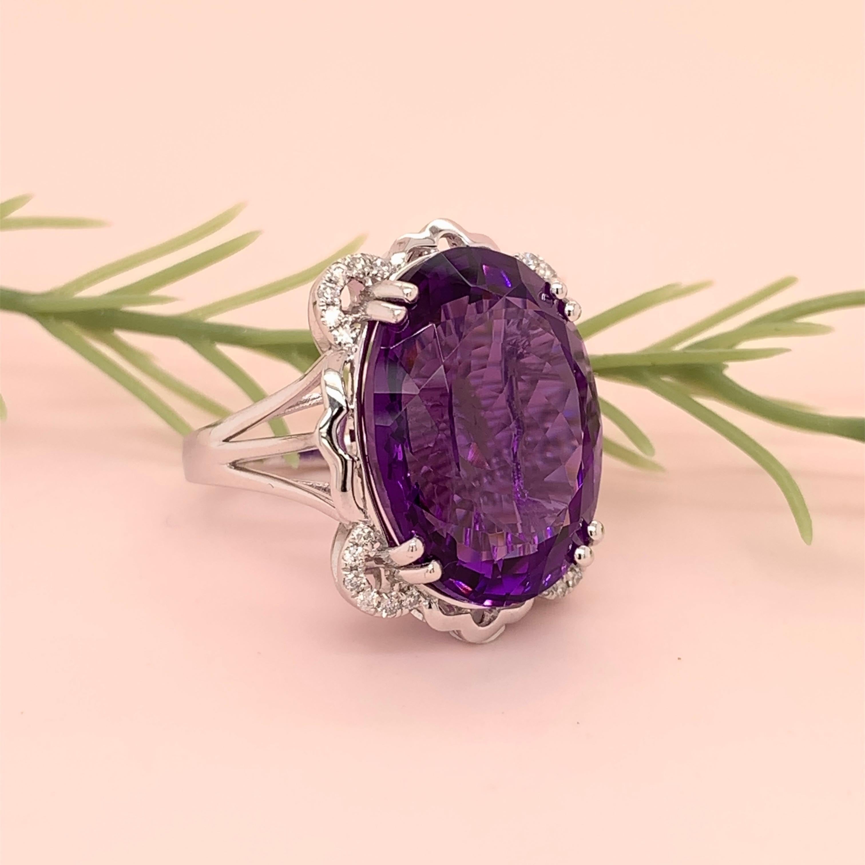 19.51 Carat Amethyst Cocktail Ring In New Condition In Richmond, BC