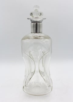 1951 Danish Blown Glass & Silver Decanter by E. Dragsted