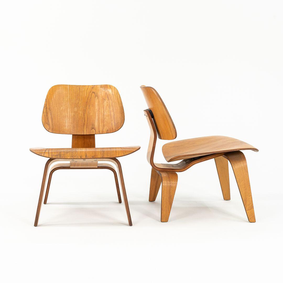 Modern 1951 Early Pair of Eames LCW Lounge Chairs in Calico Ash for Evans Herman Miller