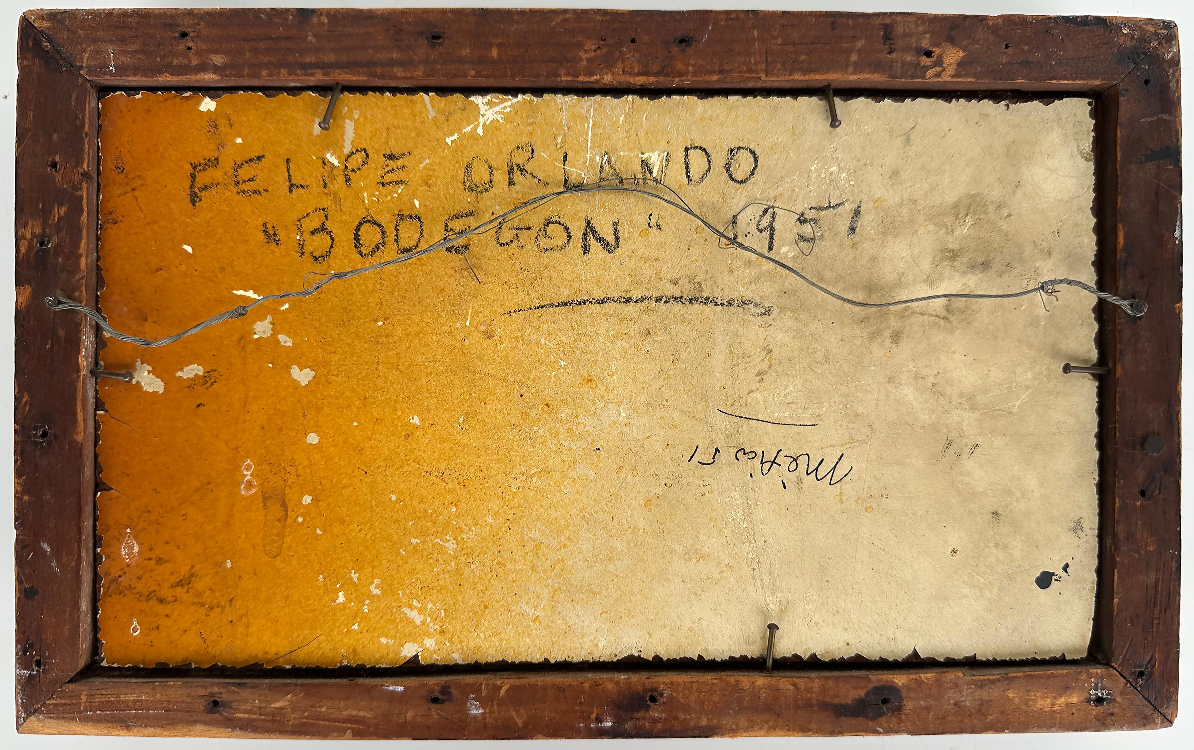 1951 Felipe Orlando, kubanisches Ölgemälde „Bodegon“, signiert und datiert  (Handbemalt) im Angebot