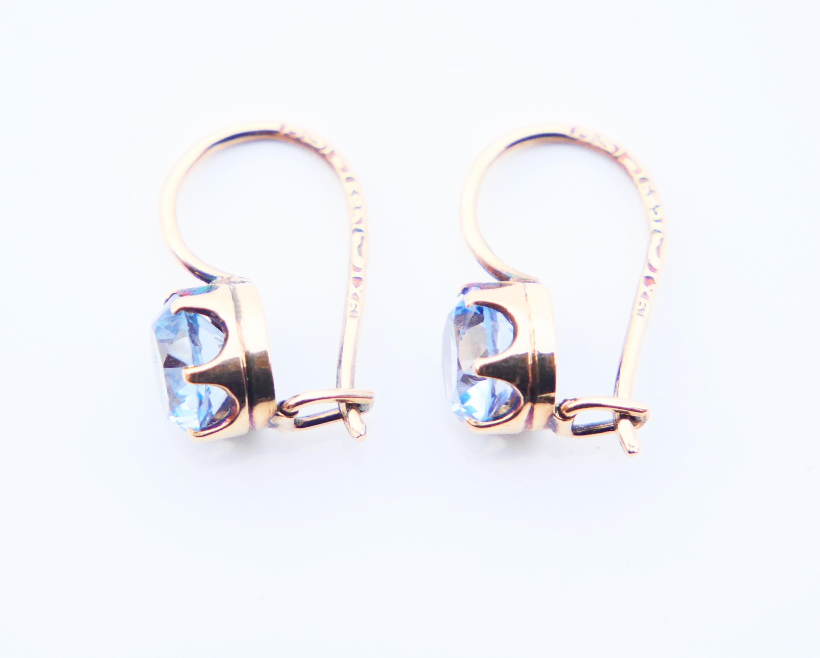 Women's 1951 Finish Earrings Blue Spinel solid 14K Rose Gold / 1.73gr For Sale