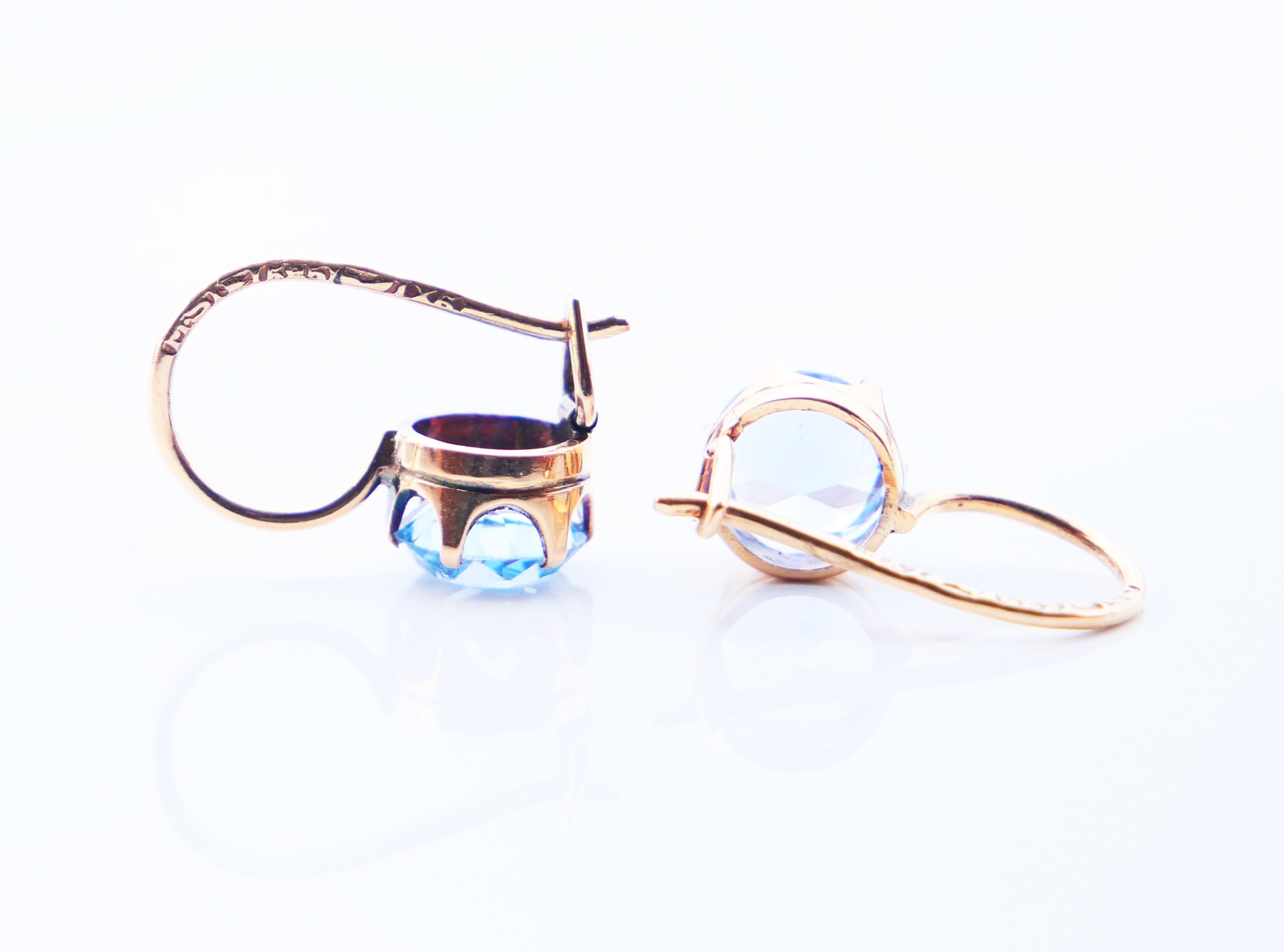 1951 Finish Earrings Blue Spinel solid 14K Rose Gold / 1.73gr For Sale 1