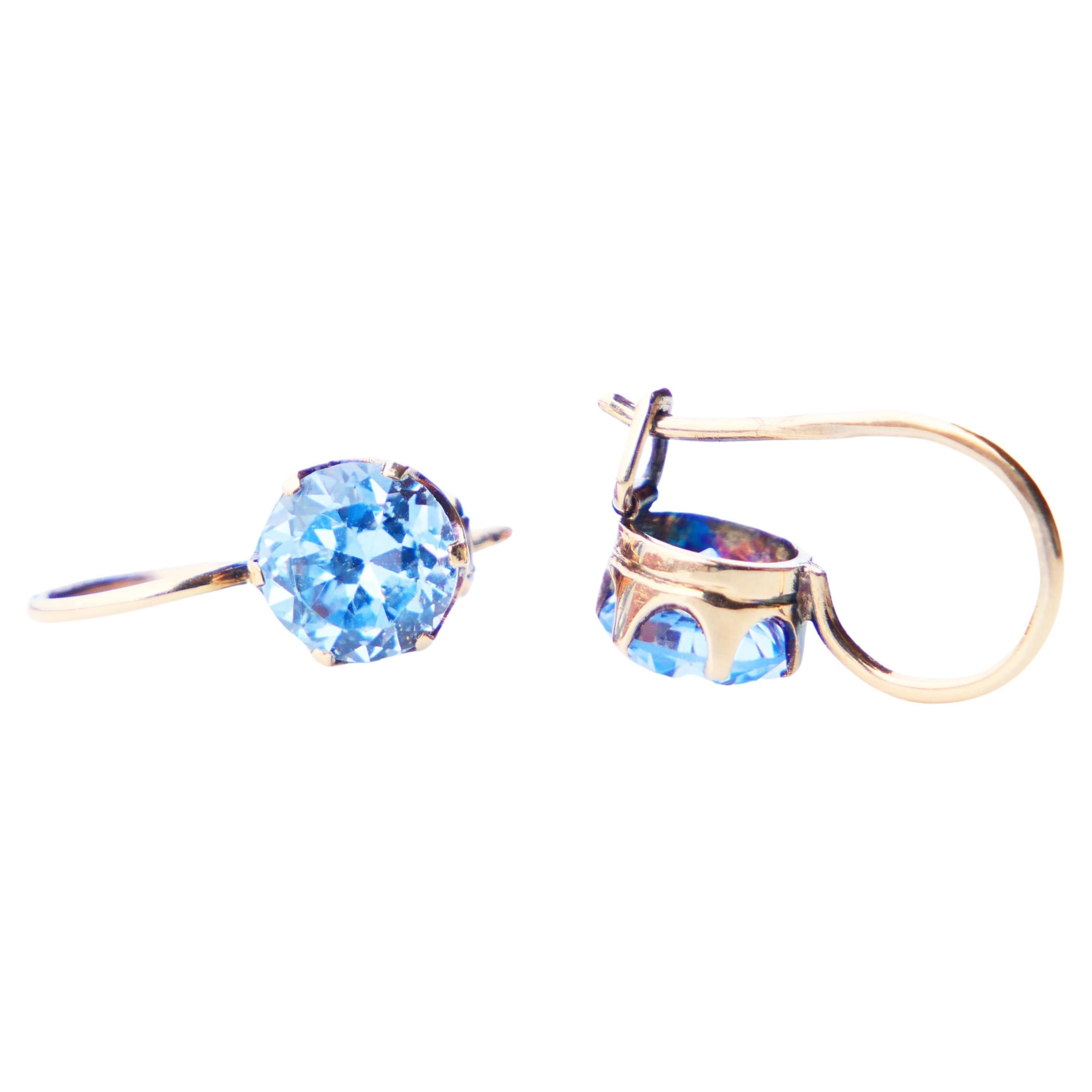 1951 Finish Earrings Blue Spinel solid 14K Rose Gold / 1.73gr