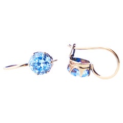 1951 Finish Earrings Blue Spinel solid 14K Rose Gold / 1.73gr