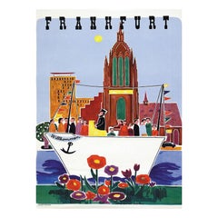 1951 Francfort - Willkommen Original Vintage Poster