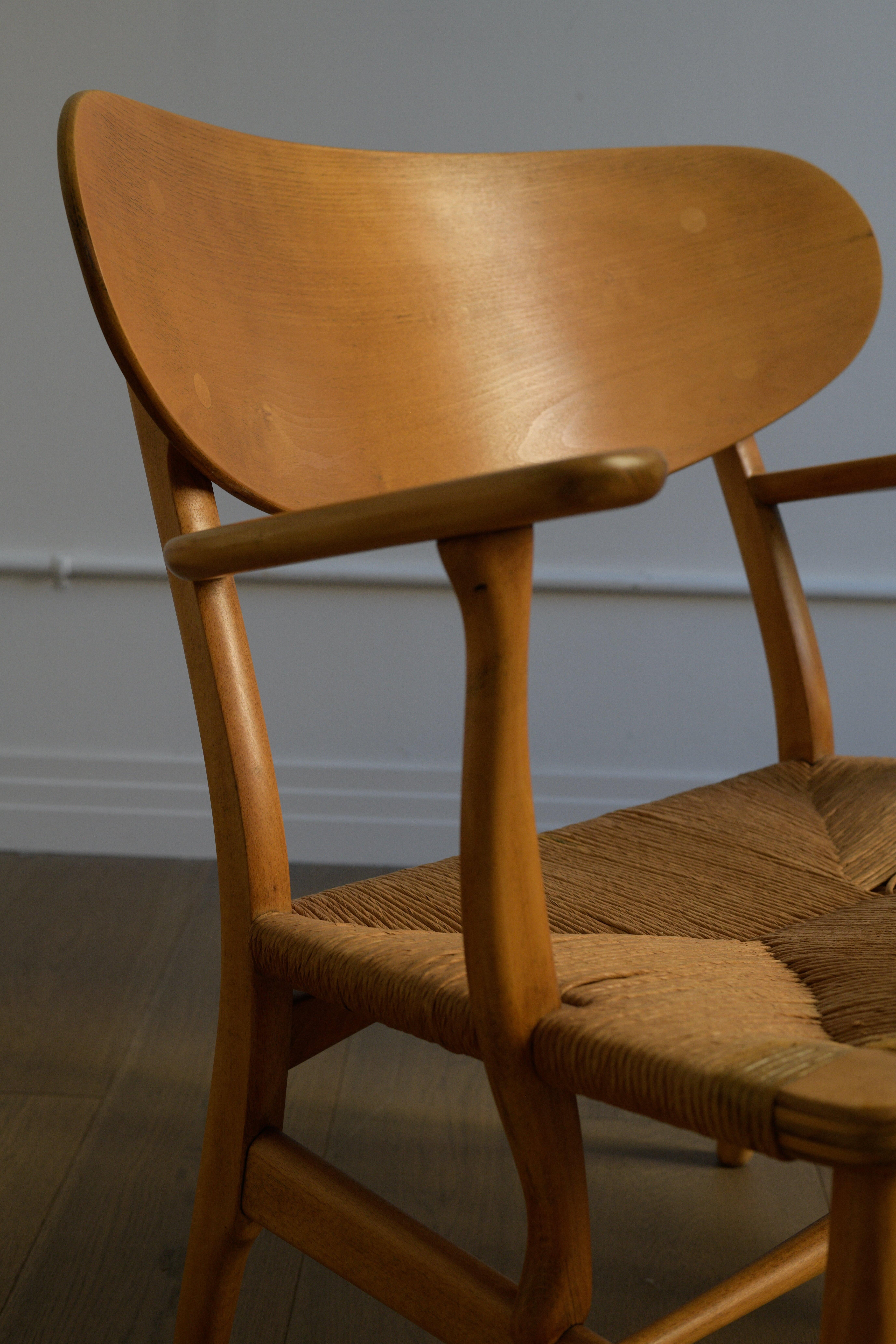 Danish 1951 HANS WEGNER Lounge chair, model no. CH-22 by Carl Hansen & Son, Denmark. For Sale