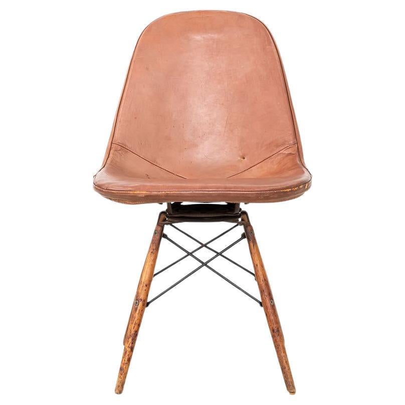 1951 Herman Miller Eames PKW-1 with Leather Pad and Dowel Base For Sale