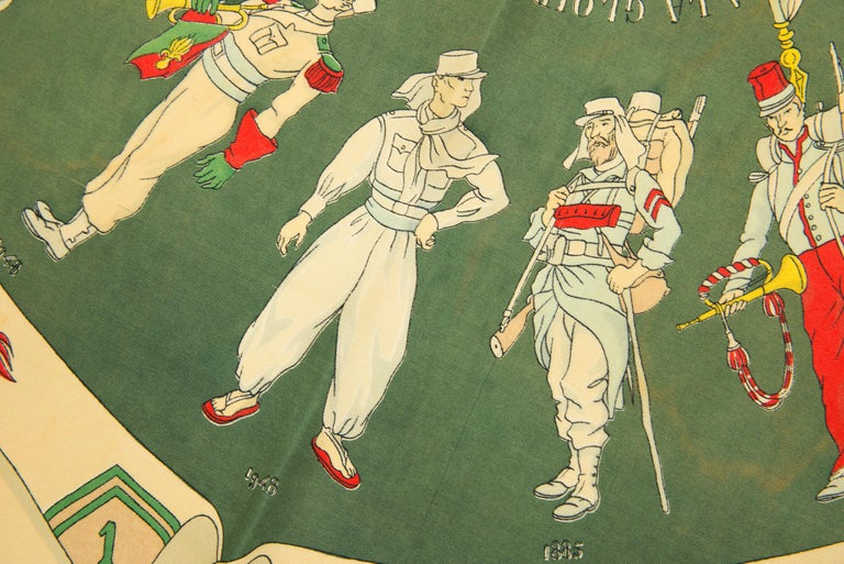Carré HERMES Rare « A La Gloire De La Légion étrangère » 1951 Hugo Grygkar - Soie, Occasion Très Bon état
