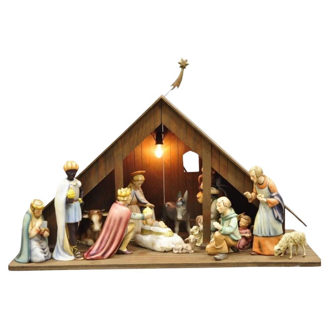 1951 Hummel Goebel Nativity Scene 15 Pc Figurine Christmas set w/ Manger Set 214 For Sale