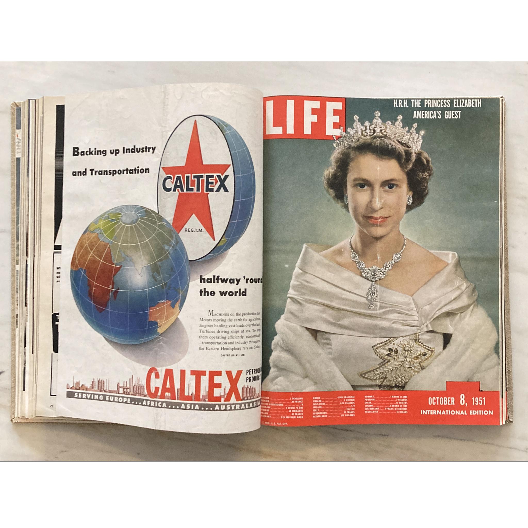 1951 Life Magazines Bound Volume, Incl Queen Elizabeth Issue, Aug-Dec, 11 numéros en vente 3
