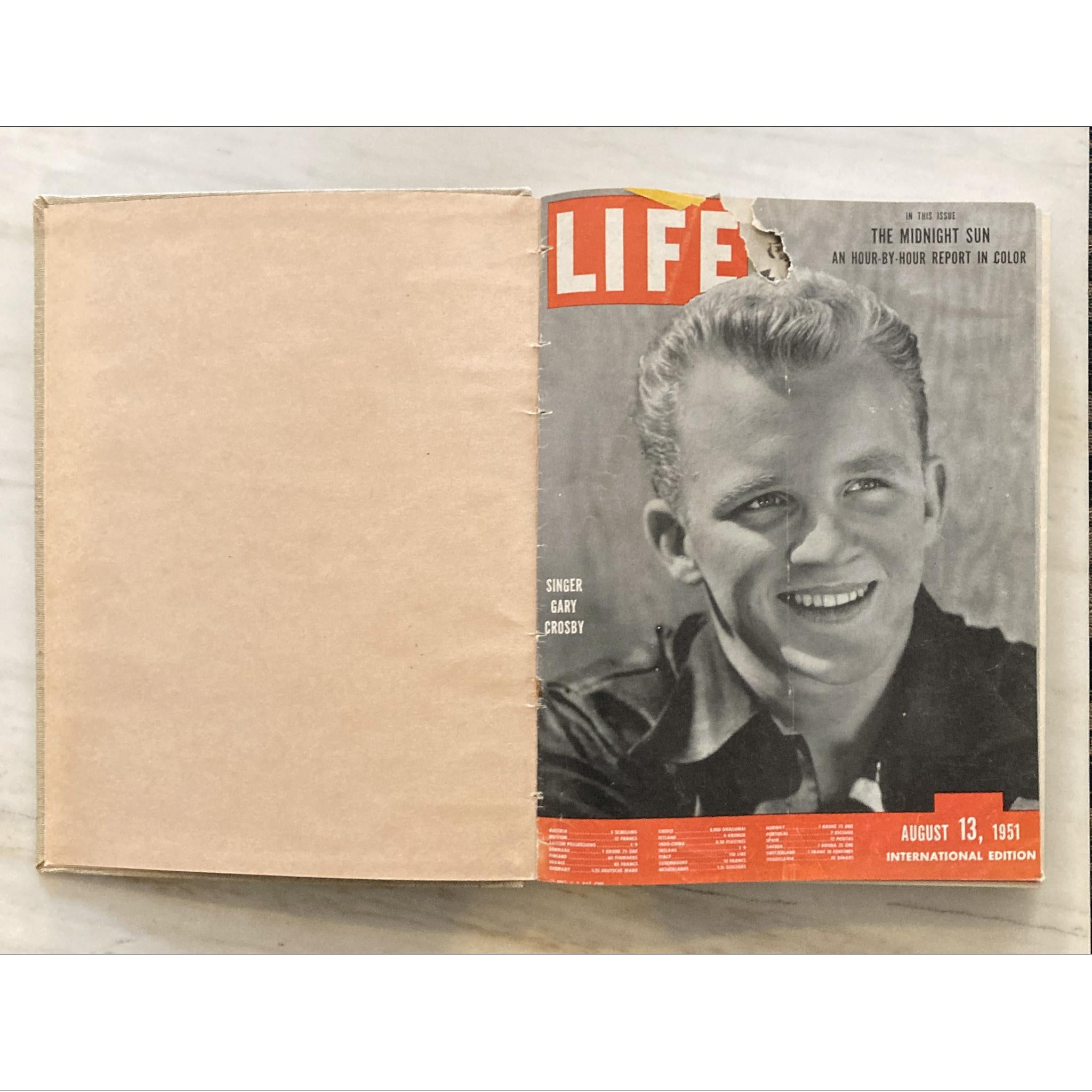 American 1951 Life Magazines Bound Volume, Incl Queen Elizabeth Issue, Aug-Dec, 11 Issues For Sale