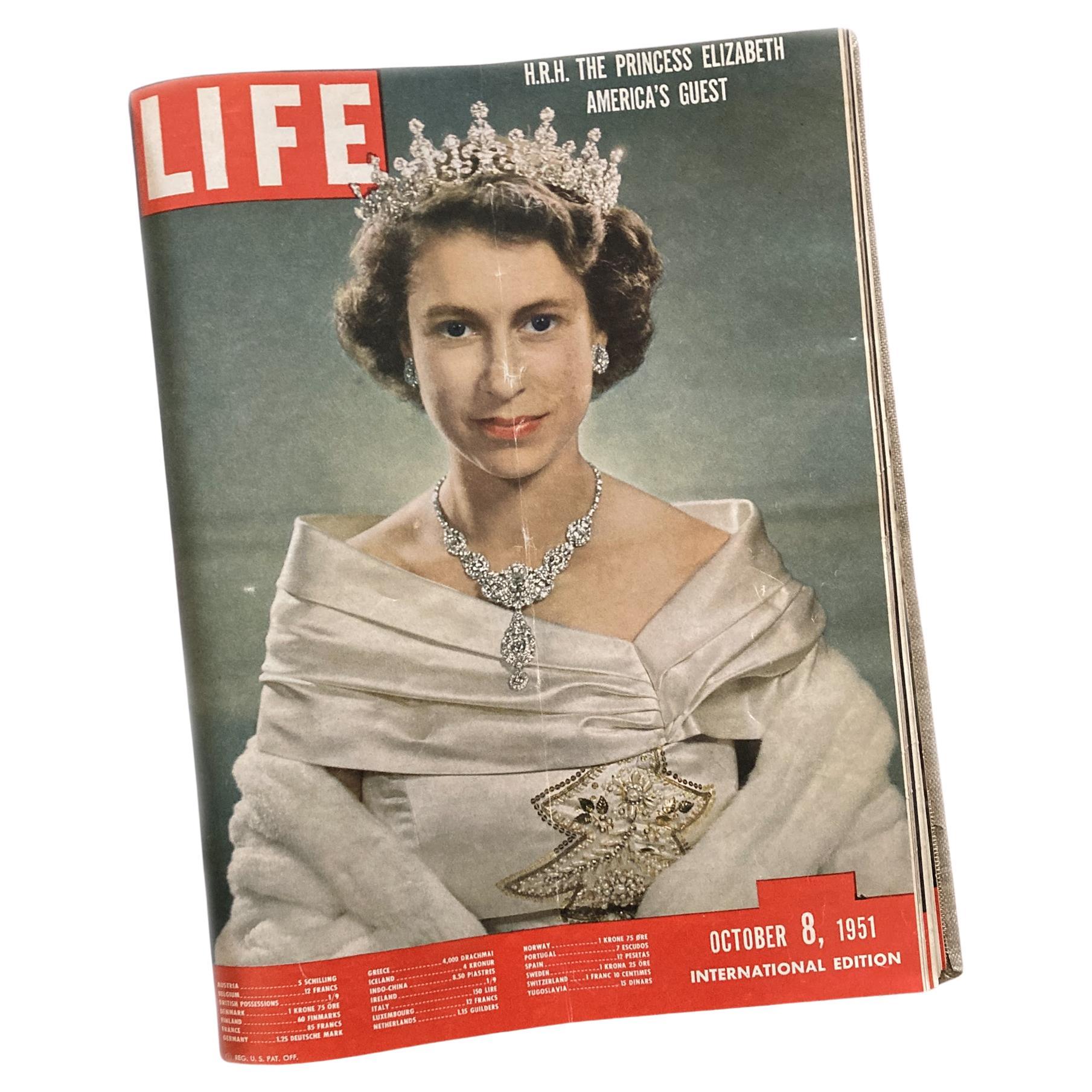 1951 Life Magazines Bound Volume, Incl Queen Elizabeth Issue, Aug-Dec, 11 numéros