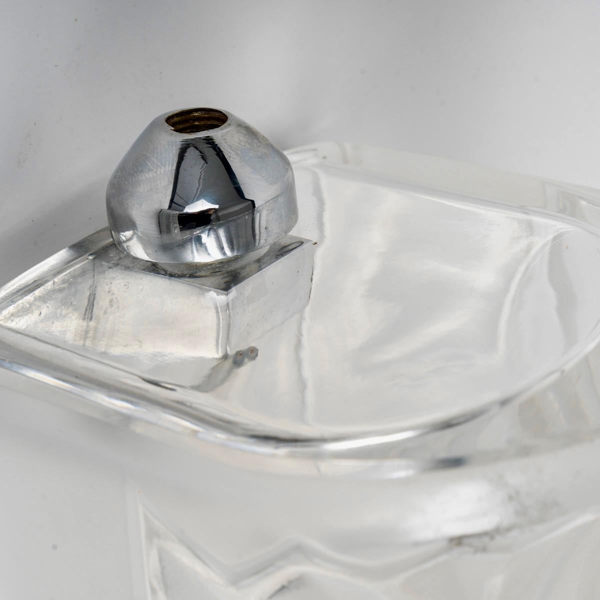 1951 Marc Lalique - Art Déco Palmes Apliques de Pared de Cristal Art Decó en venta