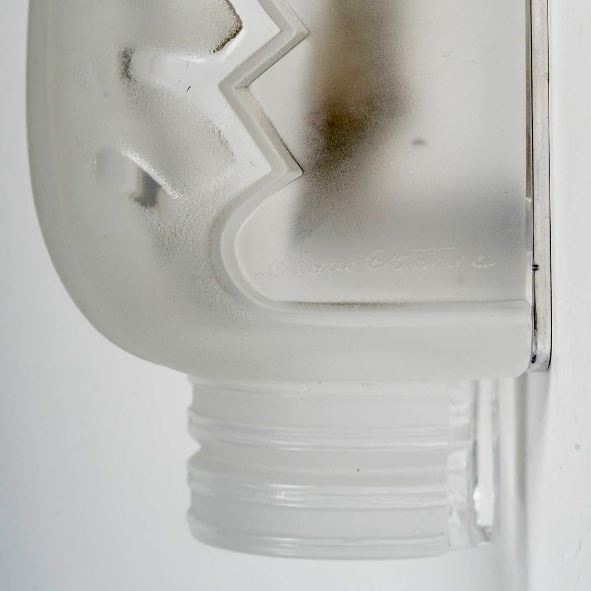 1951 Marc Lalique - Art Déco Palmes Apliques de Pared de Cristal Moldeado en venta